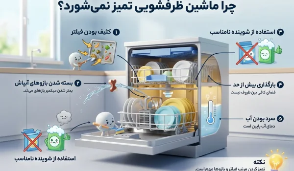 علت تمیز نشستن ماشین ظرفشویی چیست