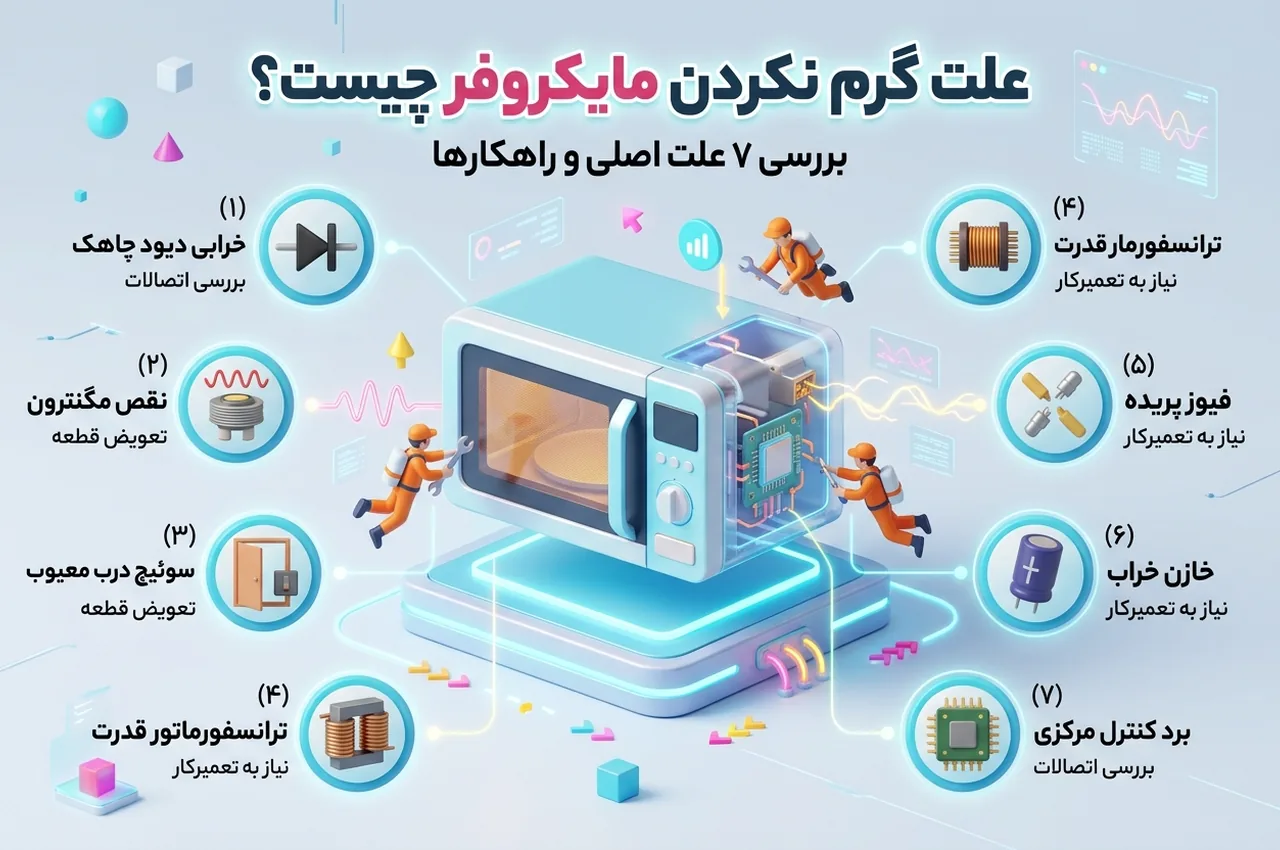 مهم‌ترین علت‌های گرم نکردن مایکروفر