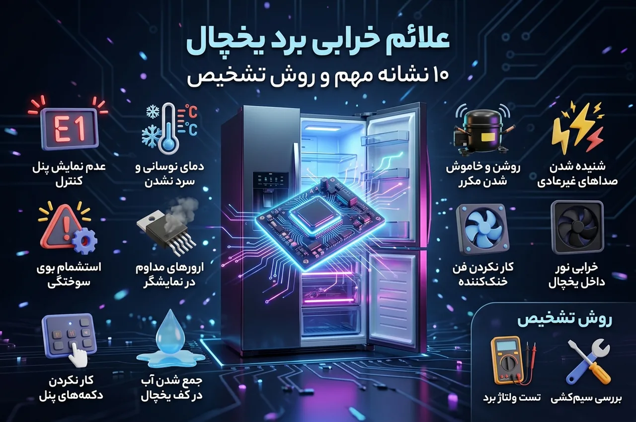 علائم خرابی برد یخچال