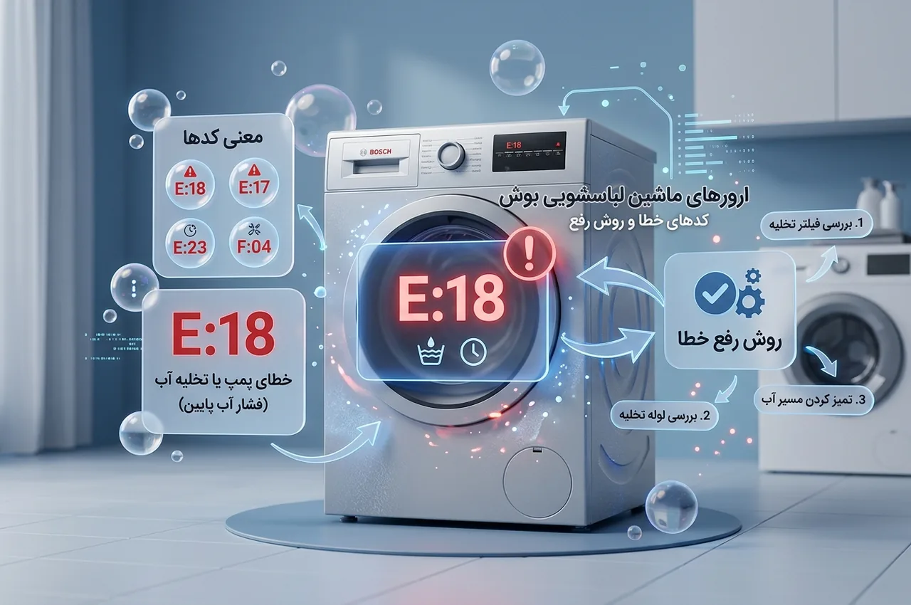 ارور E16 در ماشین لباسشویی بوش چیست؟